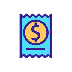 receipt dollar icon vector. Thin line sign. Isolated contour symbol illustration