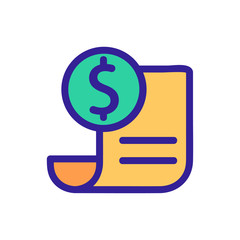 receipt dollar icon vector. Thin line sign. Isolated contour symbol illustration