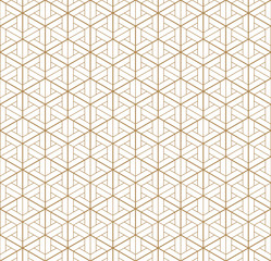 Seamless japanese pattern shoji kumiko in golden.Diamonds grid.