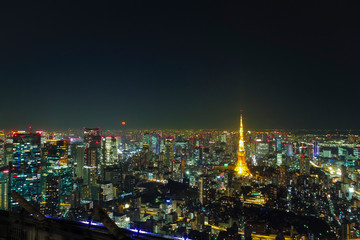 Plakat ビルの屋上から見る東京の夜景