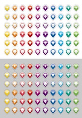 Polka-shaped button icon in half-folded form.Polka-shaped button icons of various colors.Icon for jelly and transparent border feeling.