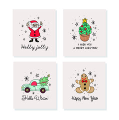 Set of New Year greeting cards. Vector illustration