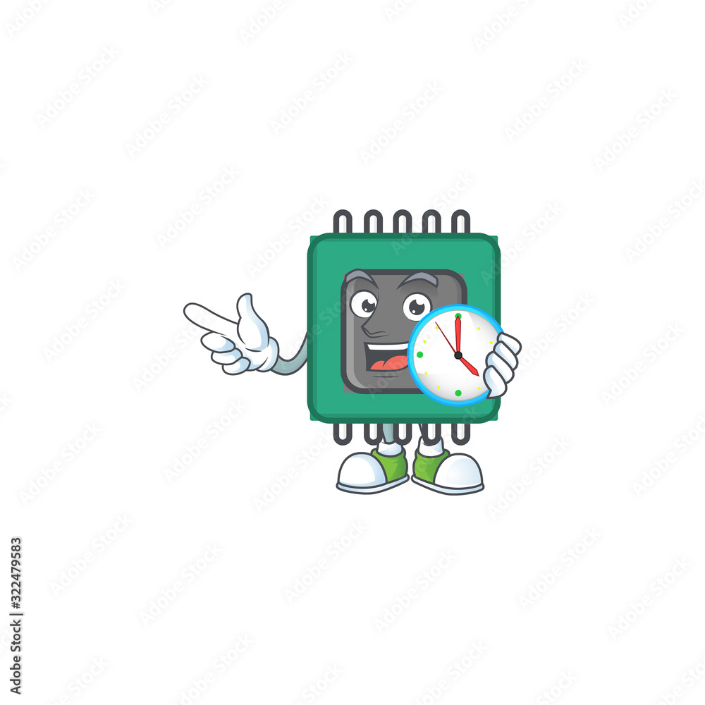 Sticker RAM cartoon character style with a clock