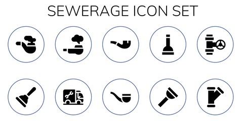 Modern Simple Set of sewerage Vector filled Icons
