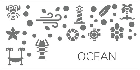 Modern Simple Set of ocean Vector filled Icons