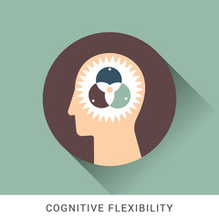 Cognitive flexibility icon concept with human head