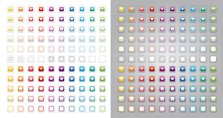 Square button icon in half-folded form.Square button icons of various colors.Icons that can use extrude effects on various background colors.Extruded button-shaped icon.
