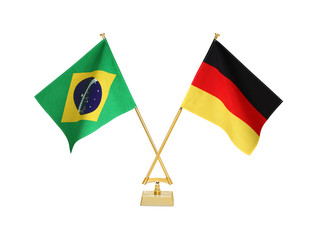 二つの国の卓上国旗