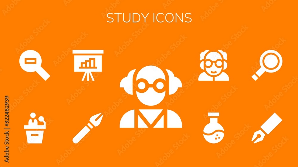 Wall mural study icon set