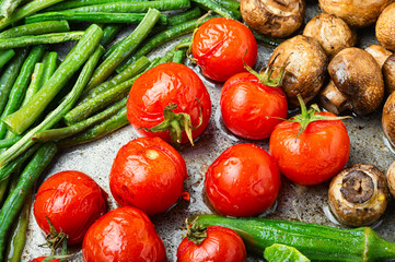 Grilled vegetables,food background