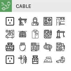cable simple icons set