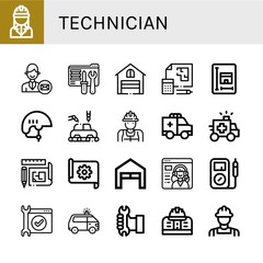 technician simple icons set