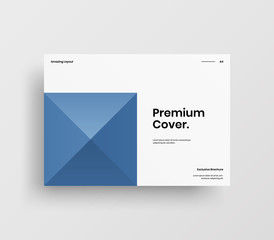 Creative business presentation vector A4 horizontal orientation front page mock up. Modern corporate report cover abstract geometric illustration design layout. Company identity brochure template.
