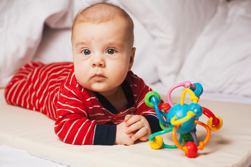 Obraz premium Close up portrait, newborn baby boy