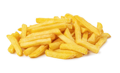 french fries on white background