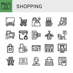 shopping simple icons set