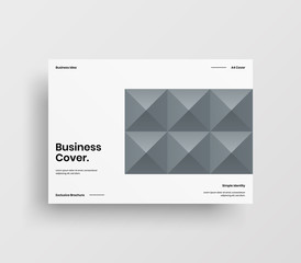 Creative business presentation vector A4 horizontal orientation front page mock up. Modern corporate report cover abstract geometric illustration design layout. Company identity brochure template.