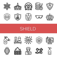shield simple icons set