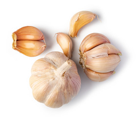Fresh garlic on white background