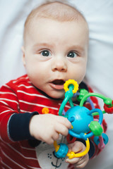 Fototapeta na wymiar Close up portrait, newborn baby boy