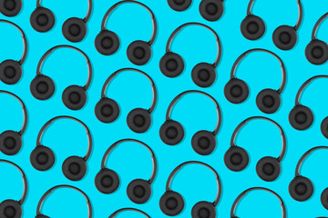 headphones for music in blue background