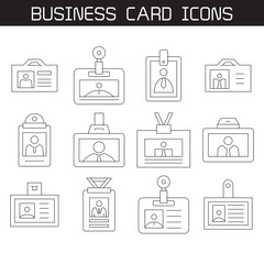employees id cards and business card icons set line design