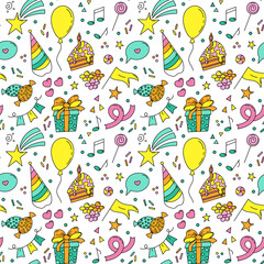Birthday Party Seamless pattern. Kids print