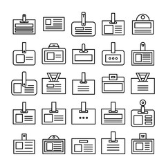 ID and business card icons thin line set