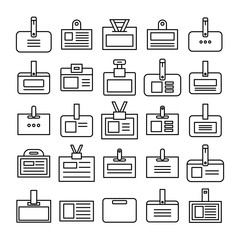 ID and business card icons thin line set