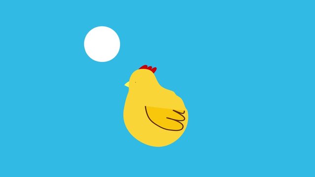 animation of the process of transforming dishes from ingredients. Funny video of turning chicken into food