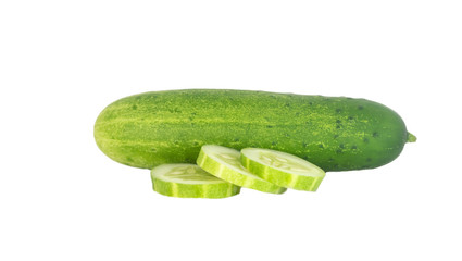 fresh green cucumber on white background