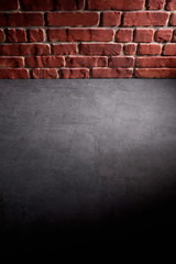 Brick wall and gray stone texture, background