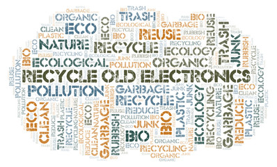 Fototapeta na wymiar Recycle Old Electronics word cloud.