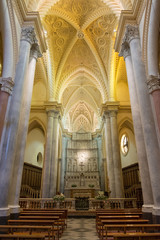 Fototapeta na wymiar Erice, Sicily, Italy. Interior the Erice cathedral, the main place of worship and mother church of Erice.