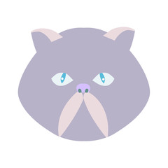 Cat head violet cartoons flat design icon art design stock vector illustration for web, for print