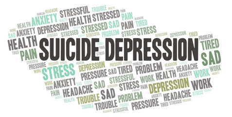 Obraz premium Suicide Depression word cloud.