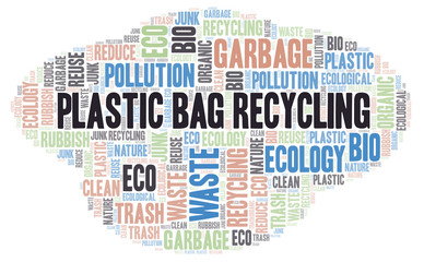 Fototapeta premium Plastic Bag Recycling word cloud.