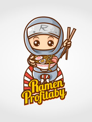 Fototapeta premium ninja ramen mascot character, flat desing illustration - vector