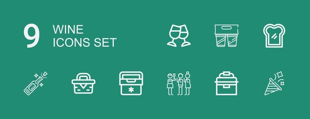Editable 9 wine icons for web and mobile