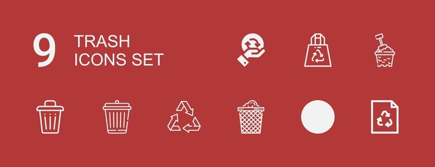 Editable 9 trash icons for web and mobile