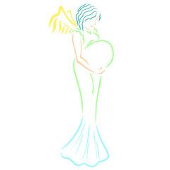 Obraz na płótnie Canvas pregnant winged lady in a long dress