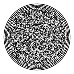 Abstract black round shape on white background. Optical illusion of distorted surface. Twisted stripes in circle. Stylized 3d surface. Great for wall art, poster, advertisement, banner