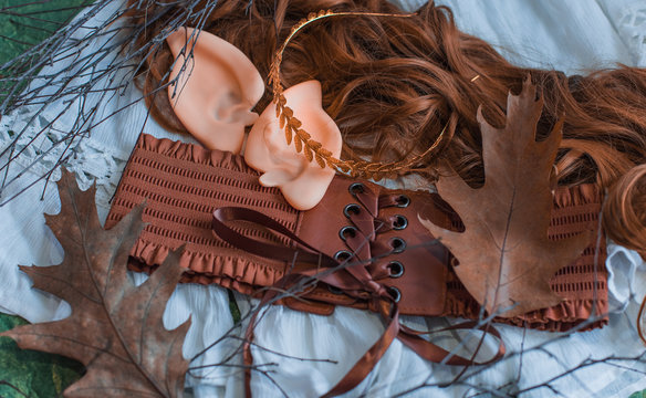 Elf cosplay set, detail for fairy costume, ideas for masquerade