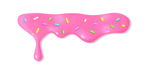 Melted pink icing drop with decorative sprinkles