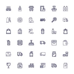Editable 36 packaging icons for web and mobile