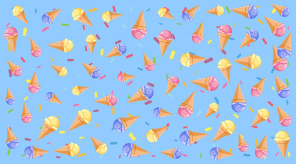 Seamless background pattern with ice cream