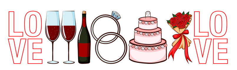 Valentine theme with many love elements