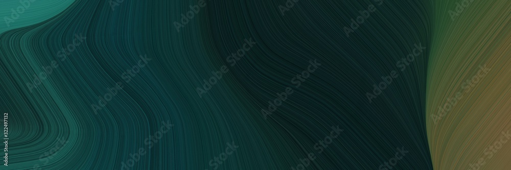 Poster decorative header with very dark blue, dark olive green and dark slate gray colors. dynamic curved lines with fluid flowing waves and curves