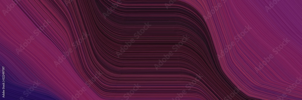 Poster moving horizontal banner with old mauve, very dark pink and very dark violet colors. dynamic curved lines with fluid flowing waves and curves