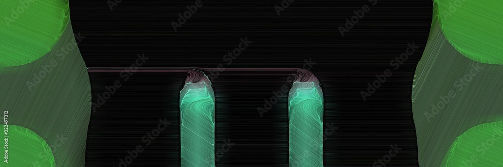 Poster colorful banner with sea green, black and dark slate gray colors. dynamic curved lines with fluid fl